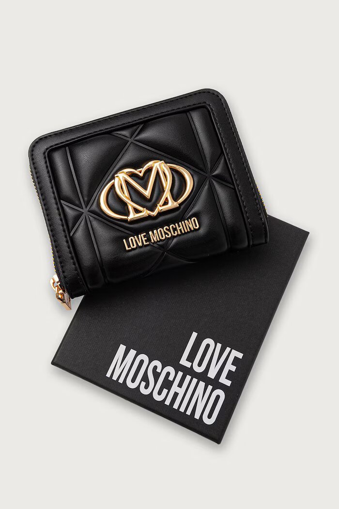Love Moschino портфейл дамски от имитация на кожа черен JC5641PP0PLC0000