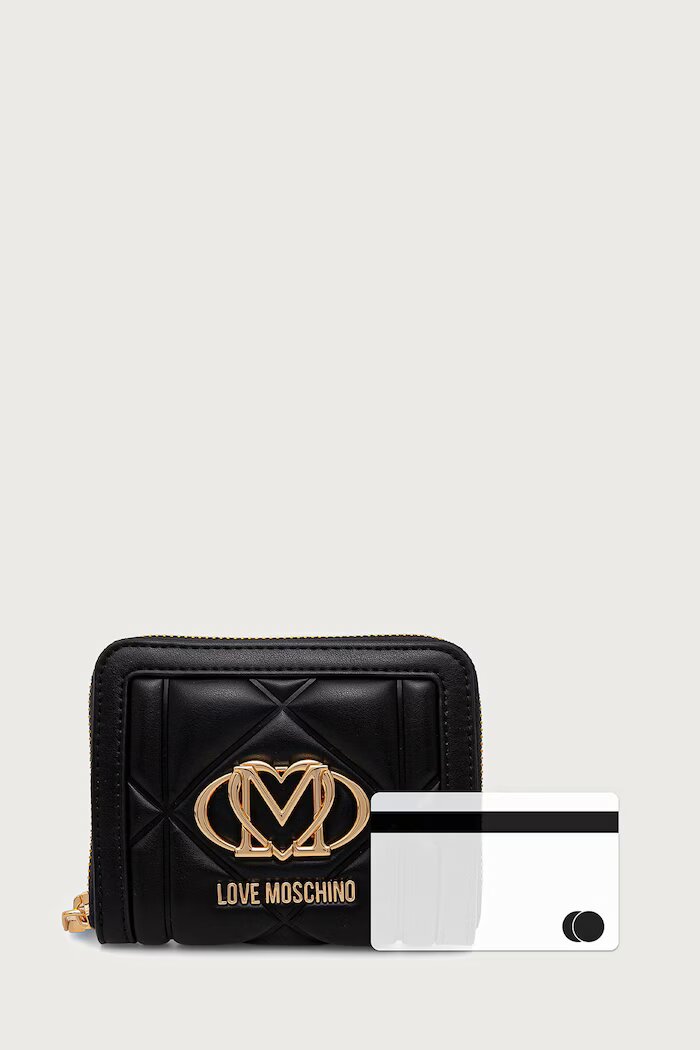 Love Moschino портфейл дамски от имитация на кожа черен JC5641PP0PLC0000