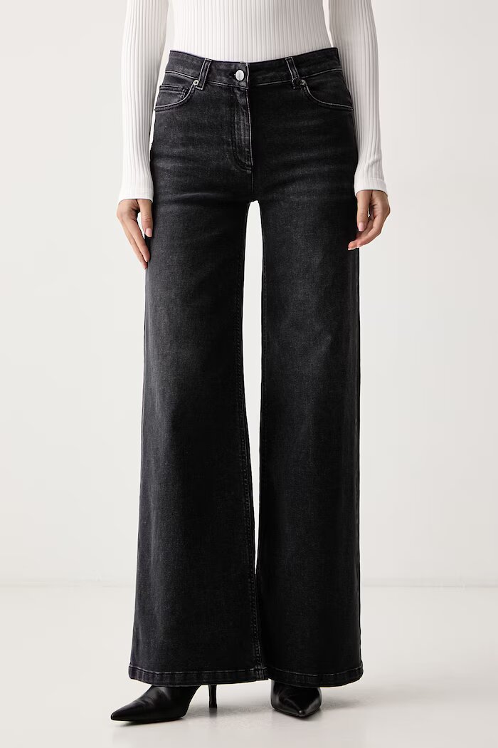 Luisa Spagnoli дънки wide leg дамски Olla сиви 543550