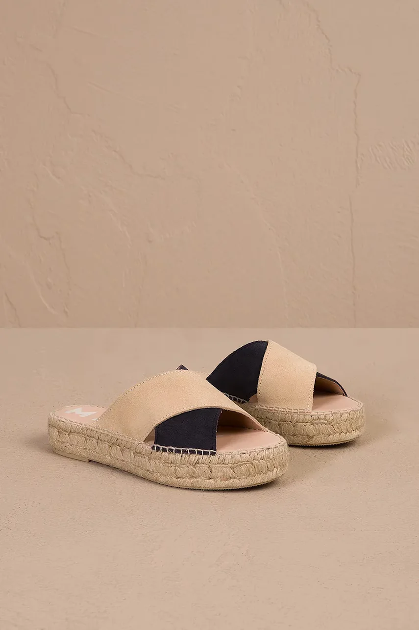 Manebi Велурени чехли Double Sole X Bands Sandals