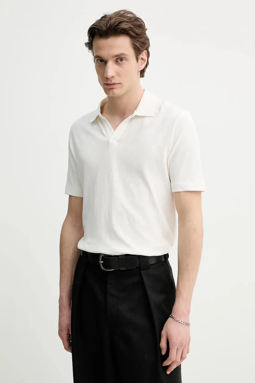 Marc O'Polo Тениска с яка с лен