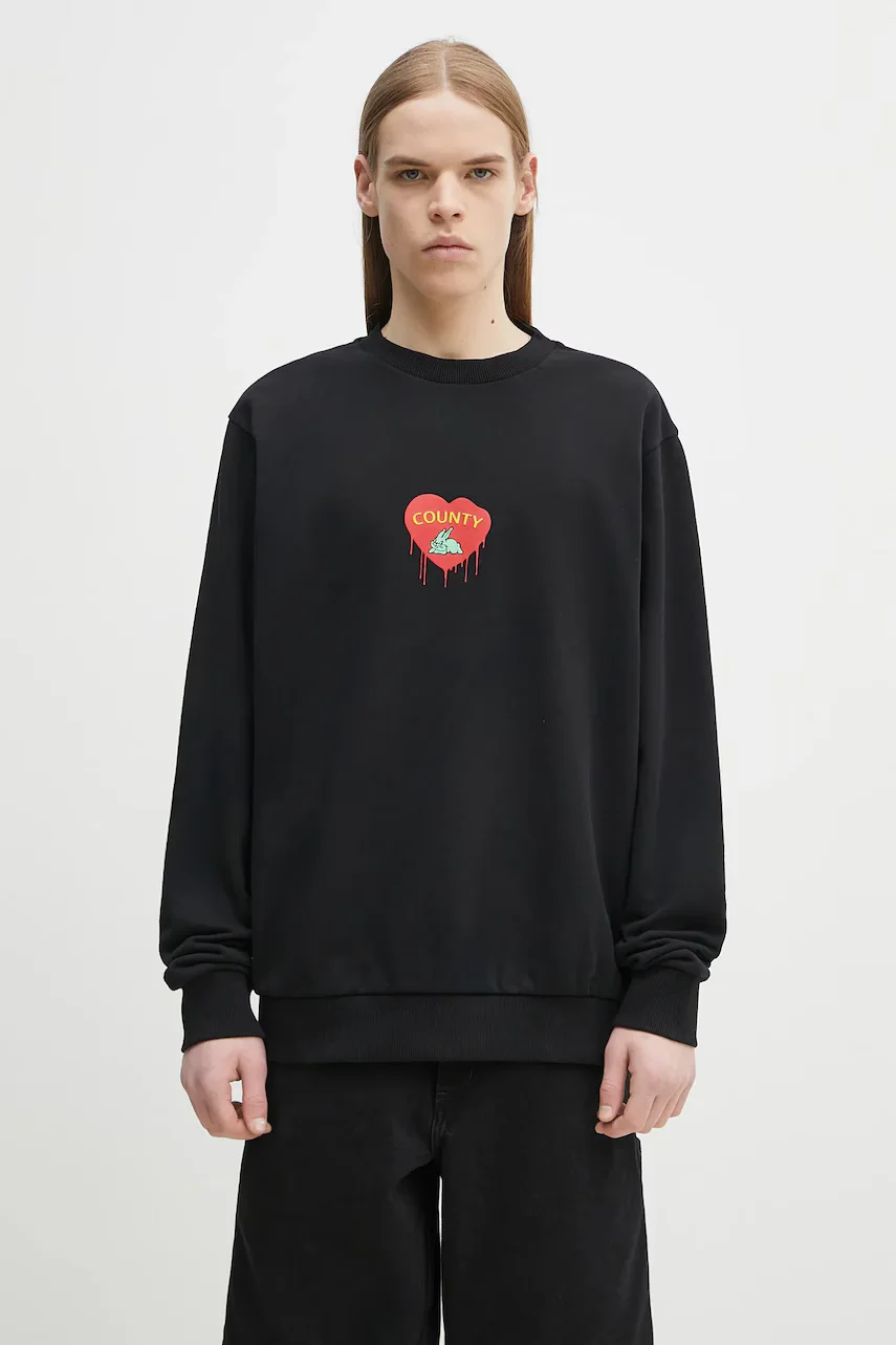 Marcelo Burlon Памучен суичър Bunny Heart Regular Crewneck Black Red