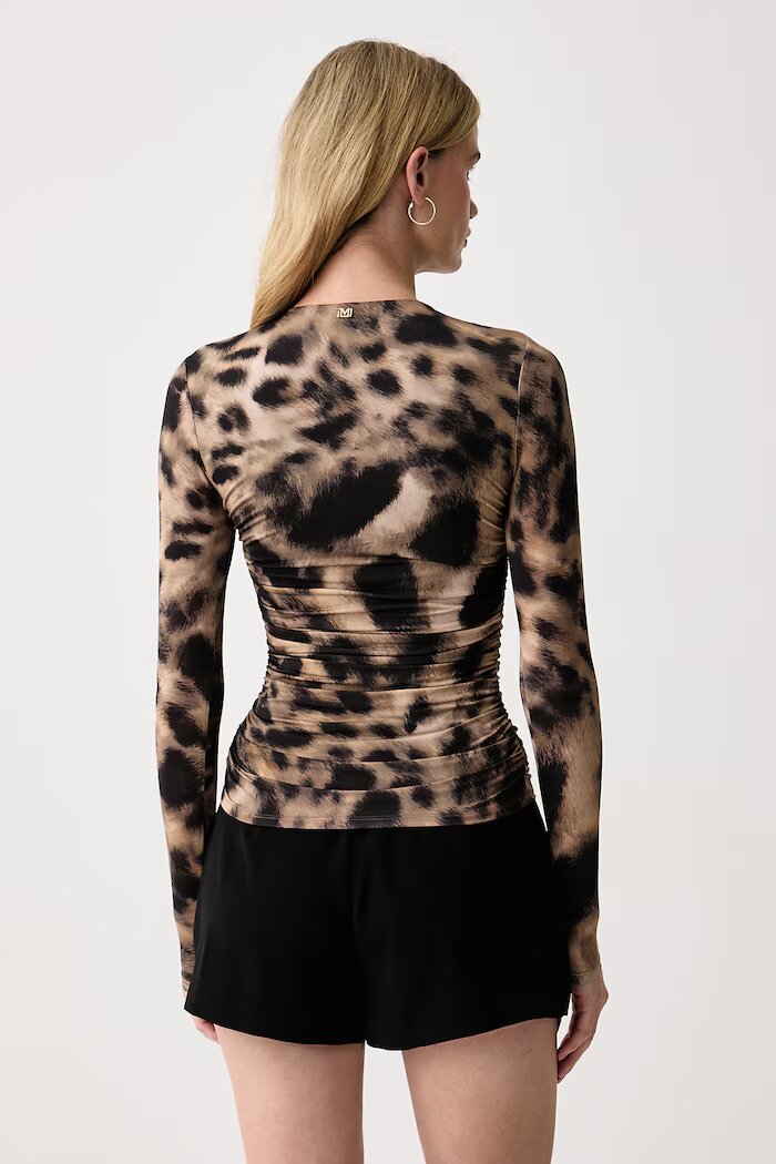 Marciano by Guess блуза дамска EZME кафява с леопардова шарка G6BP07 K6967