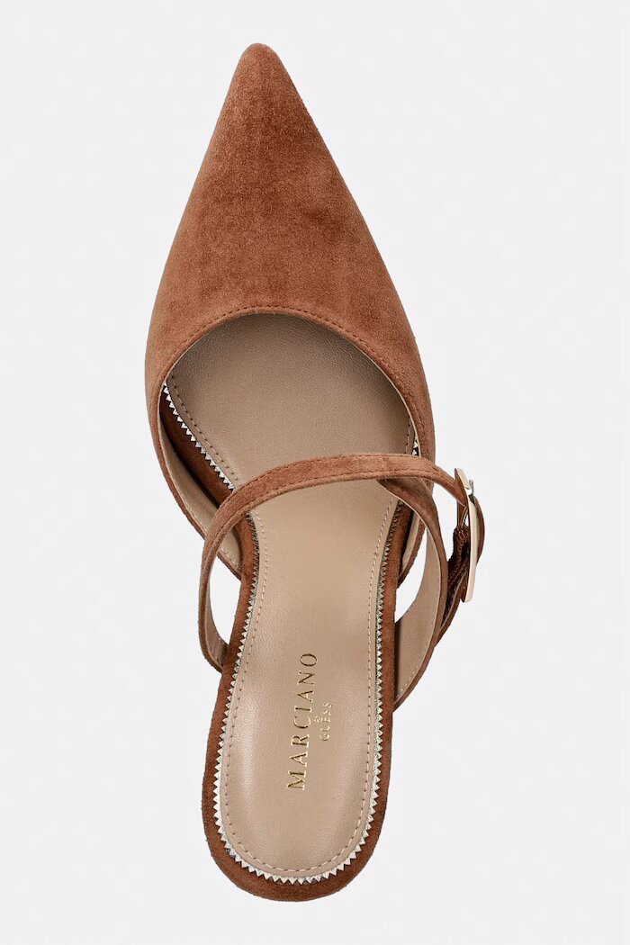 Marciano by Guess чехли с тънък ток дамски от велур кафяви G6YZ19 L0171