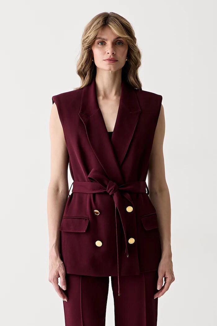 Marciano by Guess елек с двуредно закопчаване дамски с вискоза RASHIDA бордо G6YN07 W3217