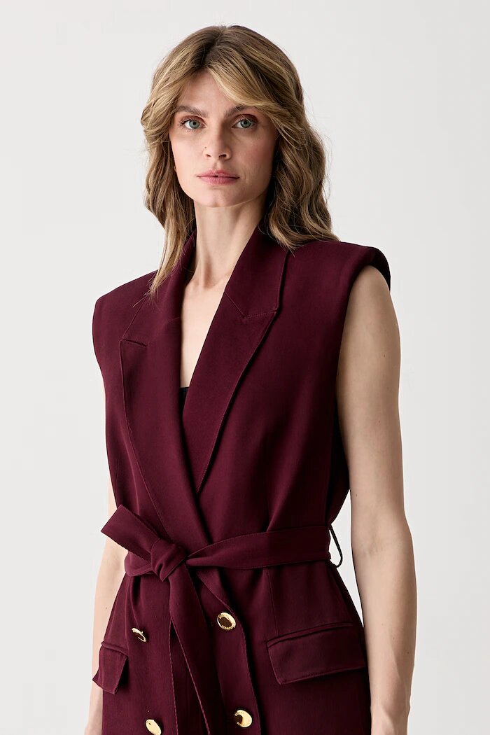 Marciano by Guess елек с двуредно закопчаване дамски с вискоза RASHIDA бордо G6YN07 W3217