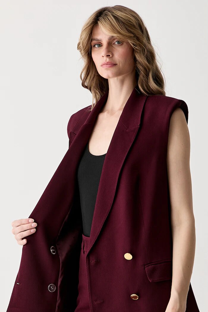 Marciano by Guess елек с двуредно закопчаване дамски с вискоза RASHIDA бордо G6YN07 W3217