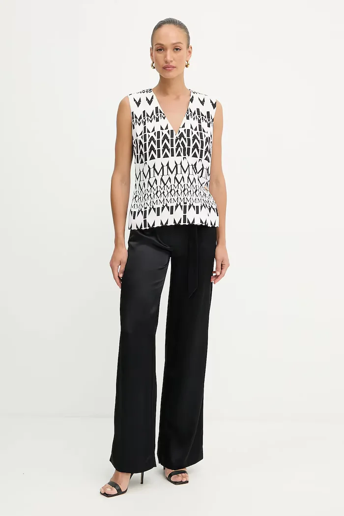 Marciano by Guess Панталон IVA в черно с широка каройка с висока талия 5YGB17 7350A