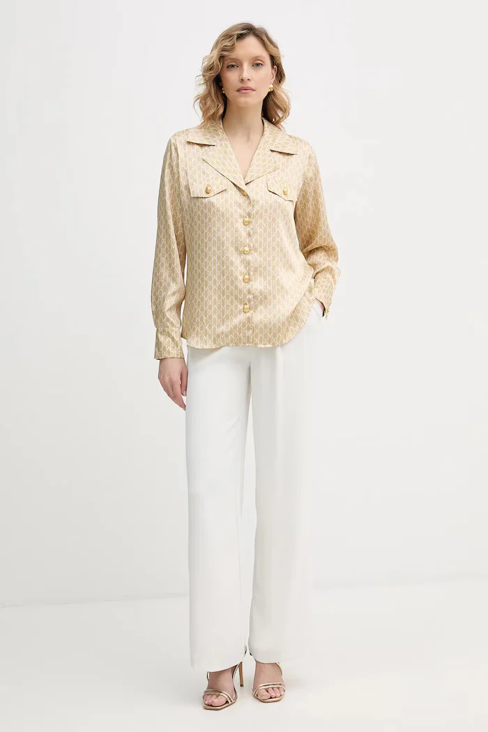 Marciano by Guess Риза ELIDA дамска в бежово със стандартна кройка с класическа яка 6RGH12 7435A