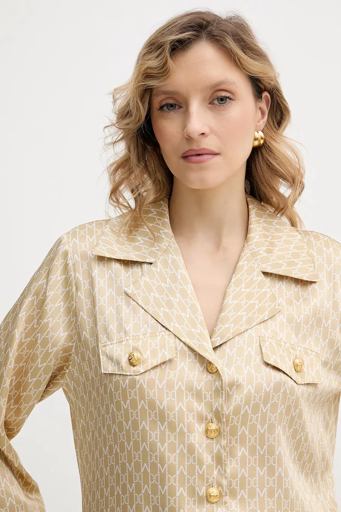 Marciano by Guess Риза ELIDA дамска в бежово със стандартна кройка с класическа яка 6RGH12 7435A