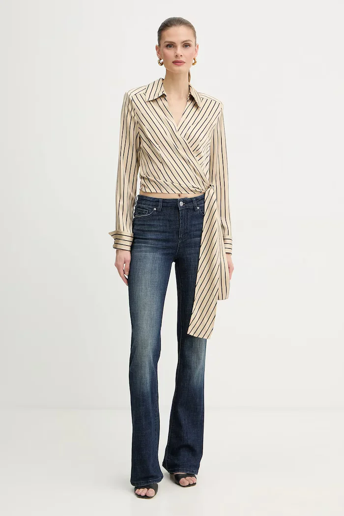 Marciano by Guess Риза FATOU дамска в бежово със стандартна кройка с класическа яка 6RGH08 7430A