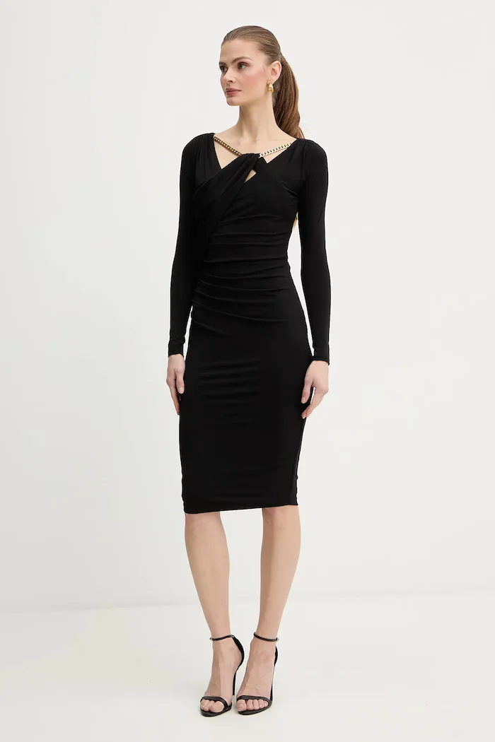 Marciano by Guess Рокля CARLI в черно къса с кройка по тялото 6RGK16 6257A