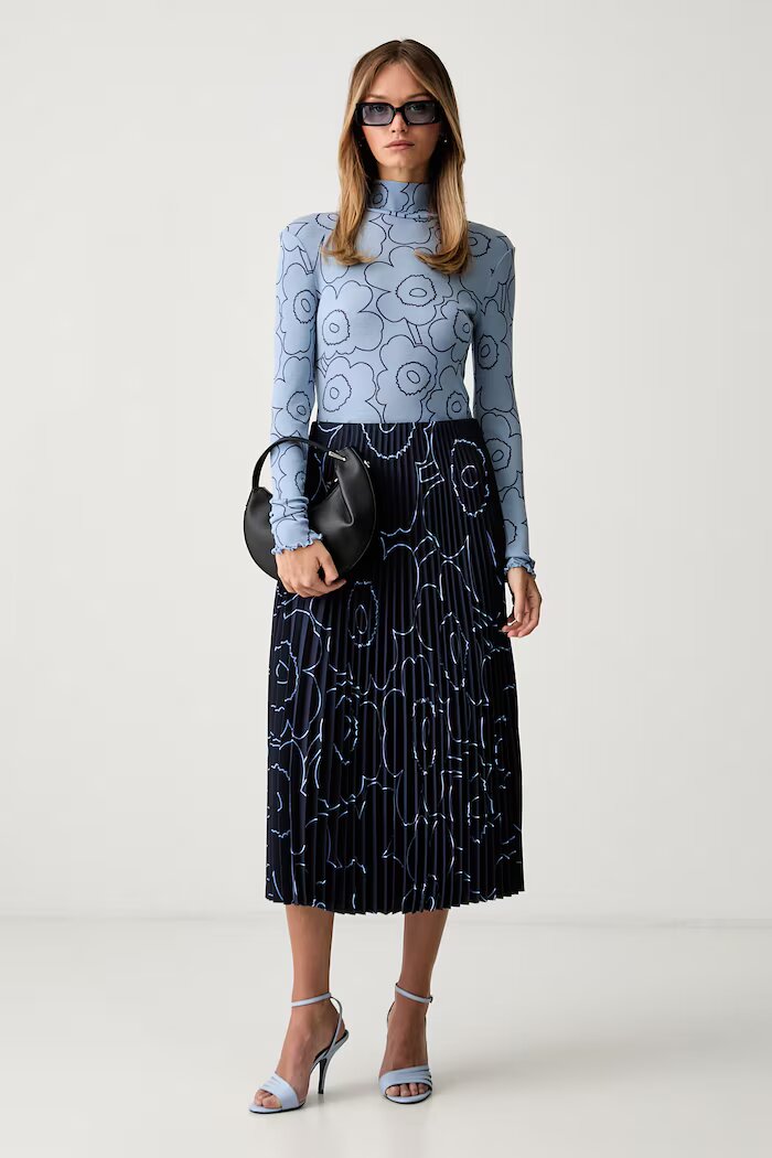 marimekko блуза с дълги ръкави дамска от вълна синя 095930
