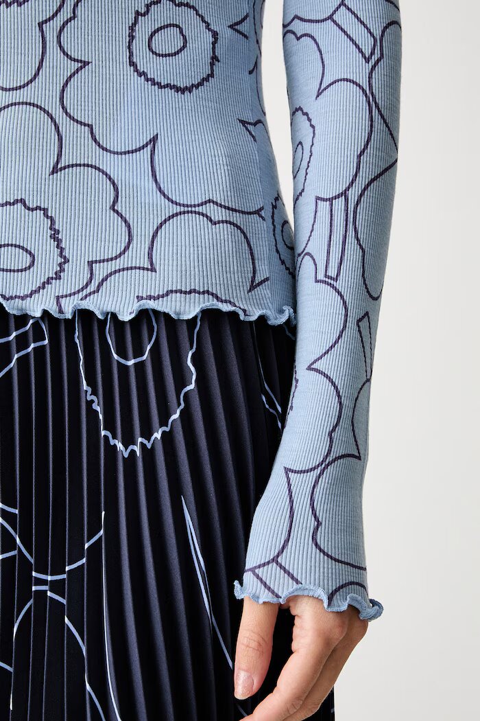 marimekko блуза с дълги ръкави дамска от вълна синя 095930