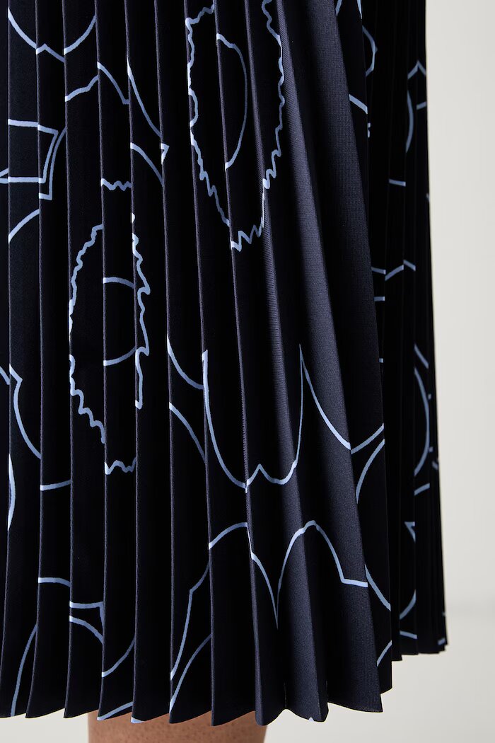 marimekko плисирана пола тъмносиня на цветя 096042