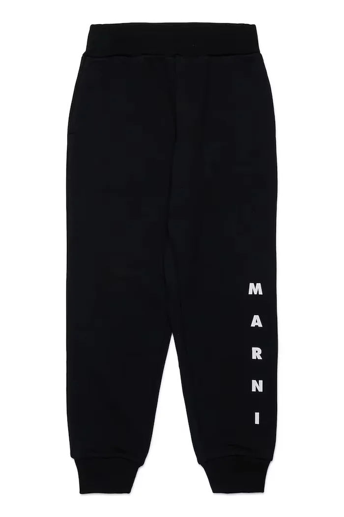 Marni Детски спортен панталон MP72U TROUSERS в черно с принт M01218