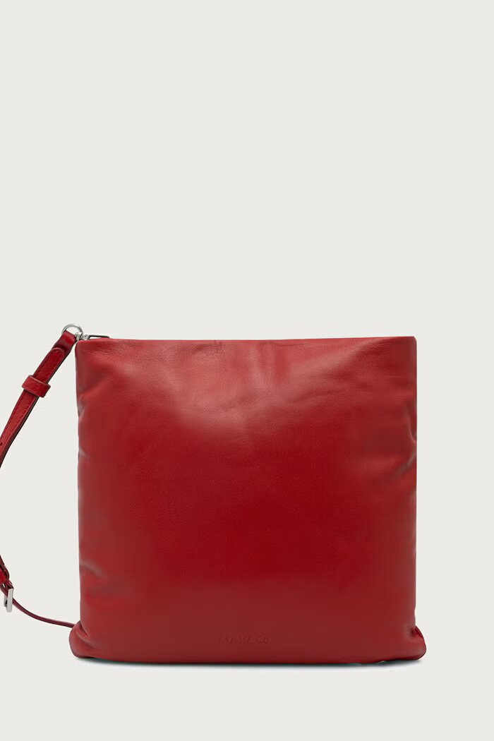 MAX&Co. чанта crossbody дамска от кожа MCAGIRAFFA червена 2626516067200