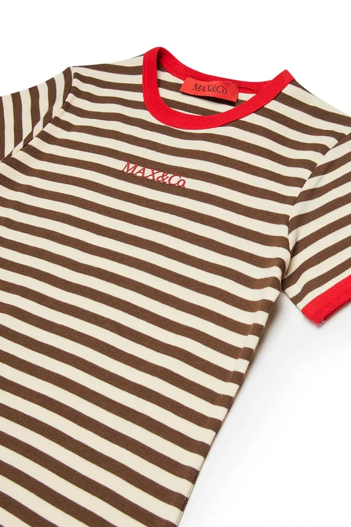 MAX&Co. Детска памучна рокля MAXD34F DRESS в бежово къса със стандартна кройка MX0265