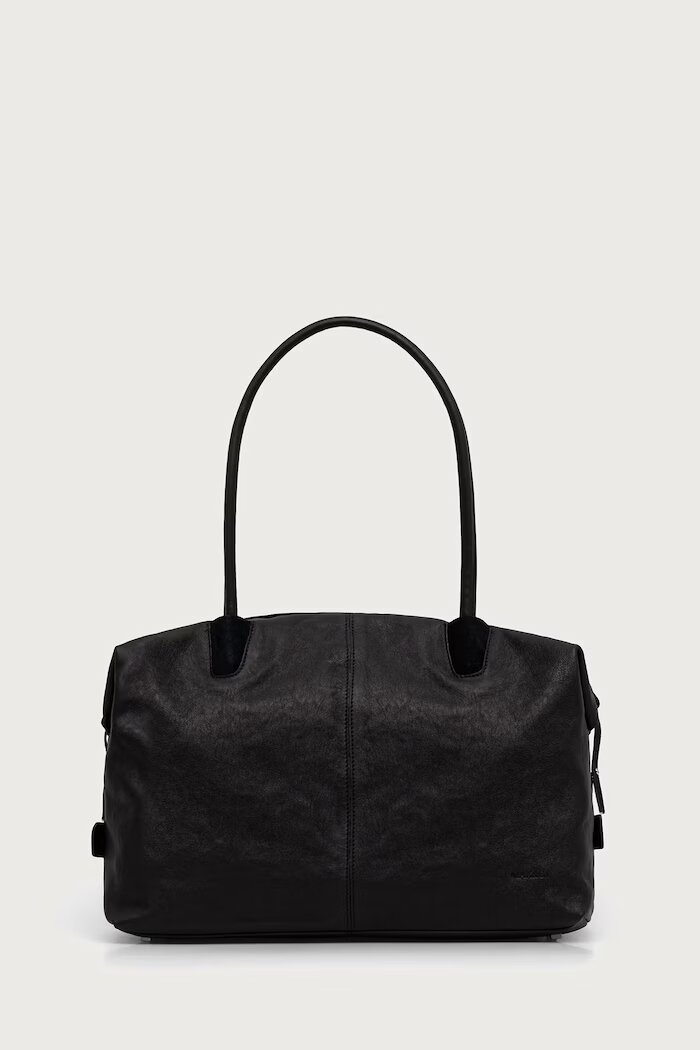 MAX&Co. шопинг чанта дамска от кожа MCASAMBAG черна 2626516037200