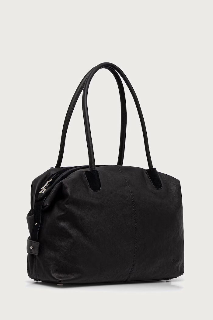 MAX&Co. шопинг чанта дамска от кожа MCASAMBAG черна 2626516037200