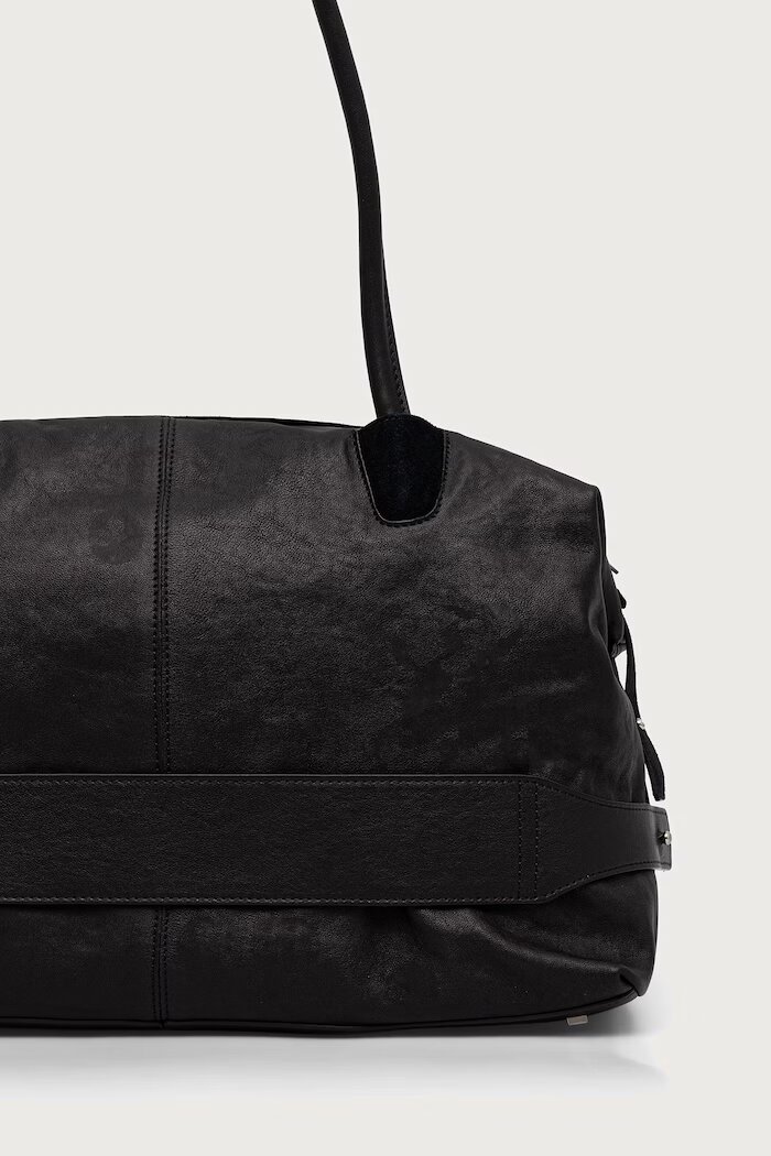 MAX&Co. шопинг чанта дамска от кожа MCASAMBAG черна 2626516037200