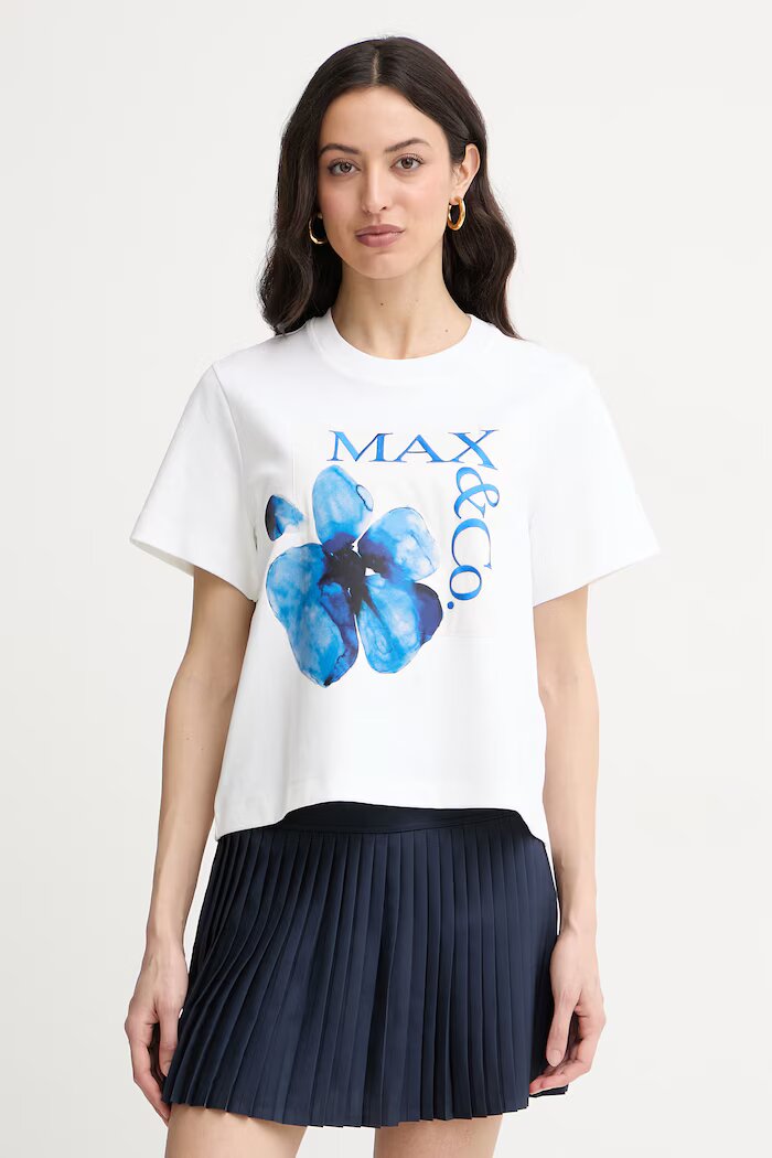 MAX&Co. тениска дамска от памук MCOMAMBO бяла 2616971034200