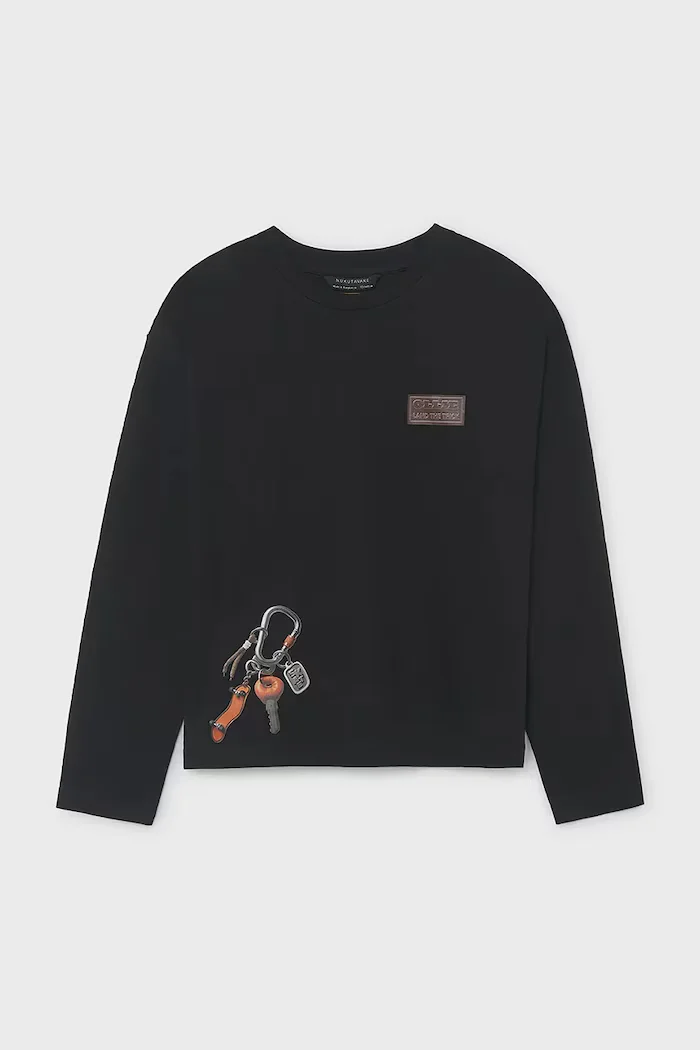 Mayoral блуза с дълги ръкави за деца от памук черна 7042