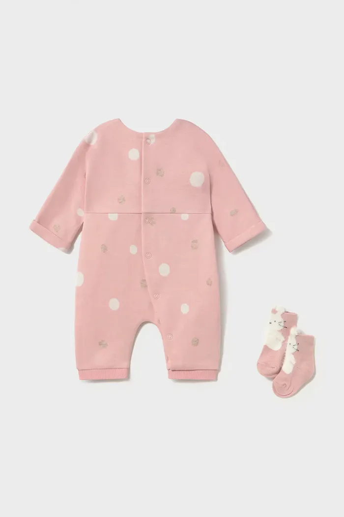 Mayoral Newborn бебешки гащеризон за бебе с памук розов 2755