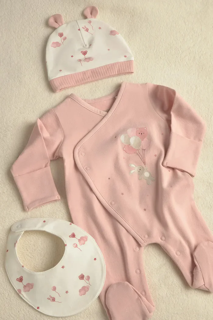 Mayoral Newborn бебешки гащеризон за спане от памук с еластан розов 2748