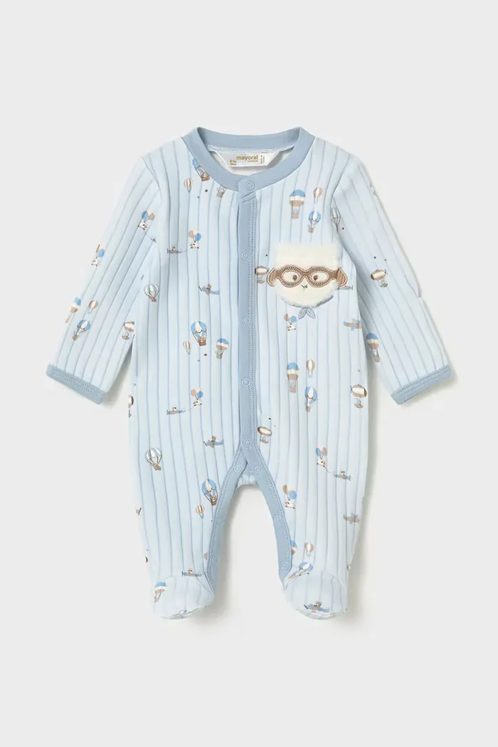 Mayoral Newborn бебешки гащеризон за спане за бебе с памук син 2768