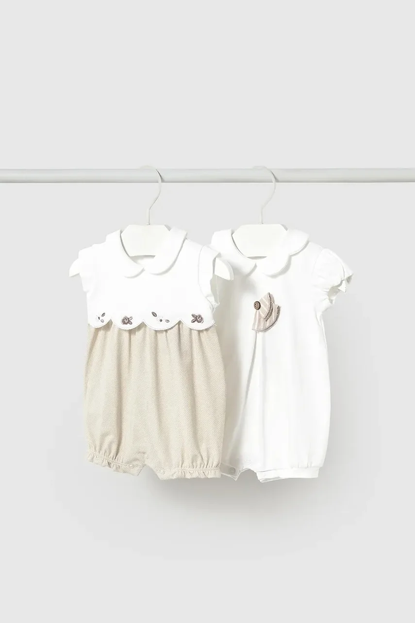 Mayoral Newborn Бебешки памучен къс гащеризон (2 броя)