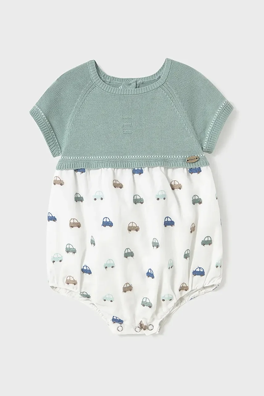 Mayoral Newborn Бебешки памучен къс гащеризон