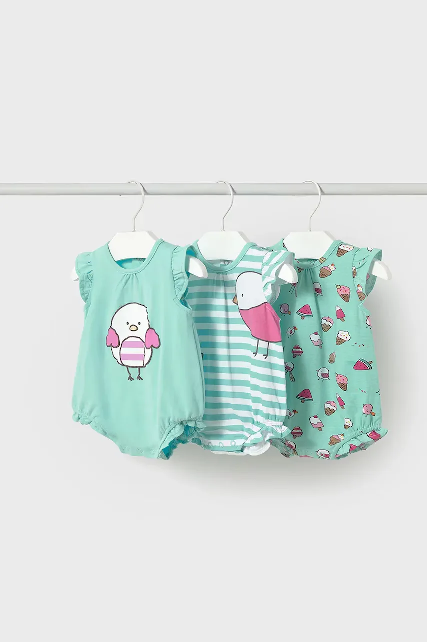 Mayoral Newborn Бебешки памучен къс гащеризон (3 броя)