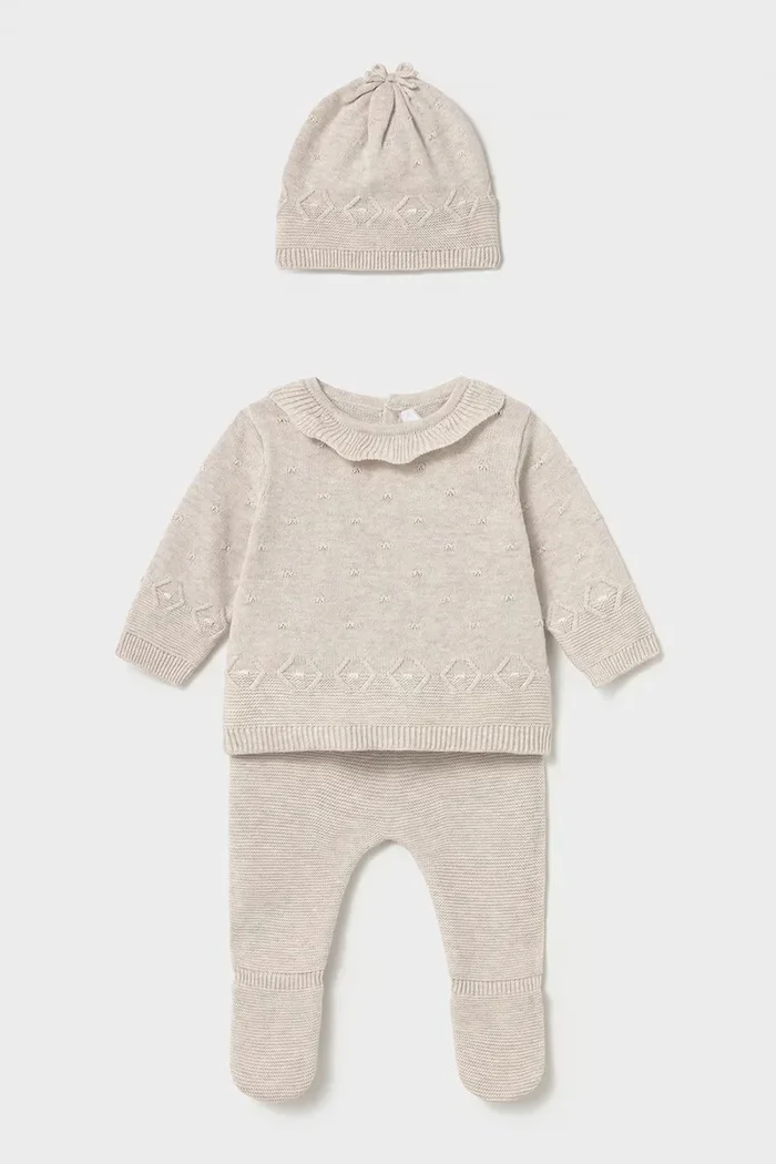 Mayoral Newborn комплект за бебе от памук бежов 2513