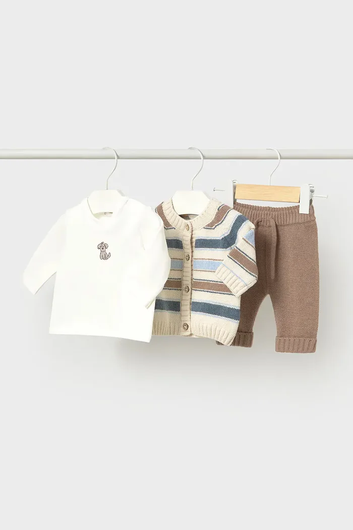 Mayoral Newborn комплект за бебе с памук бежов 2522