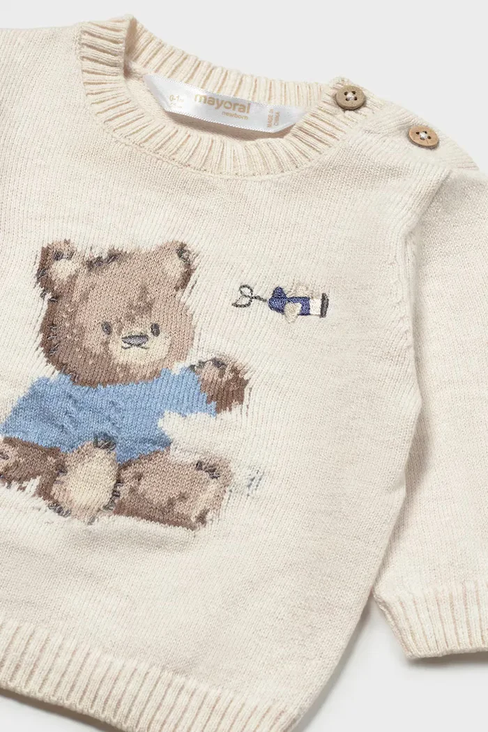 Mayoral Newborn пуловер за бебе с добавена вълна бял 2369