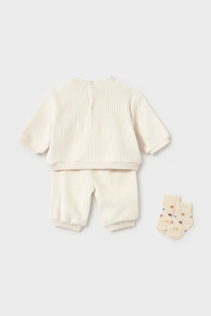 Mayoral Newborn спортен комплект анцуг за бебе от джинс бежов 2654