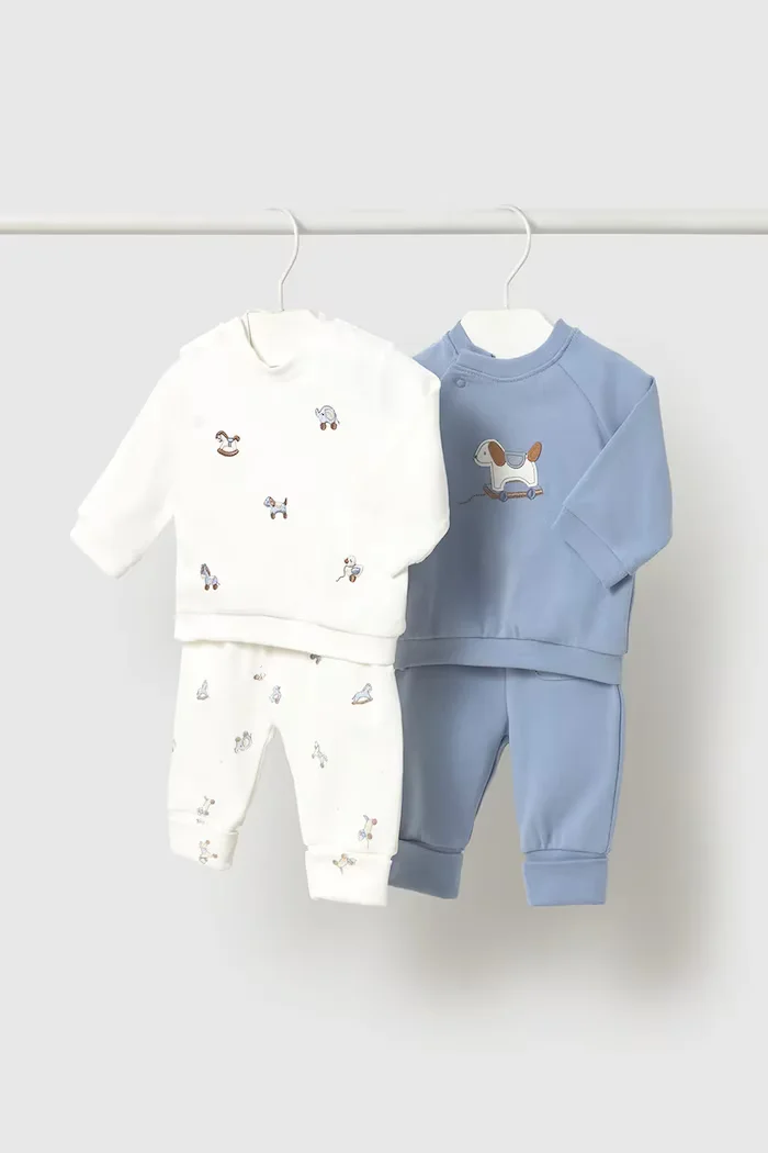 Mayoral Newborn спортен комплект анцуг за бебе от памук с еластан син 2664