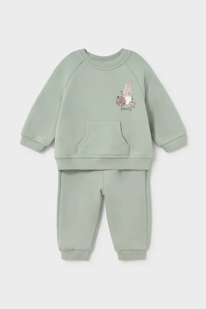 Mayoral Newborn спортен комплект анцуг за бебе от памук зелен 2607