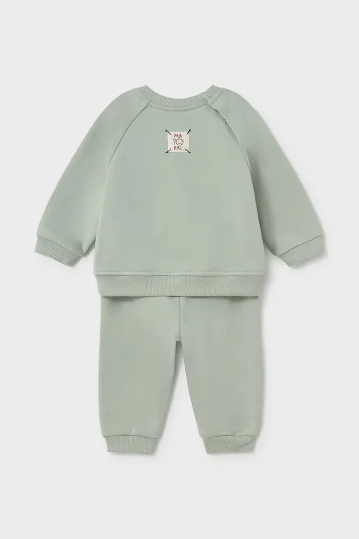 Mayoral Newborn спортен комплект анцуг за бебе от памук зелен 2607