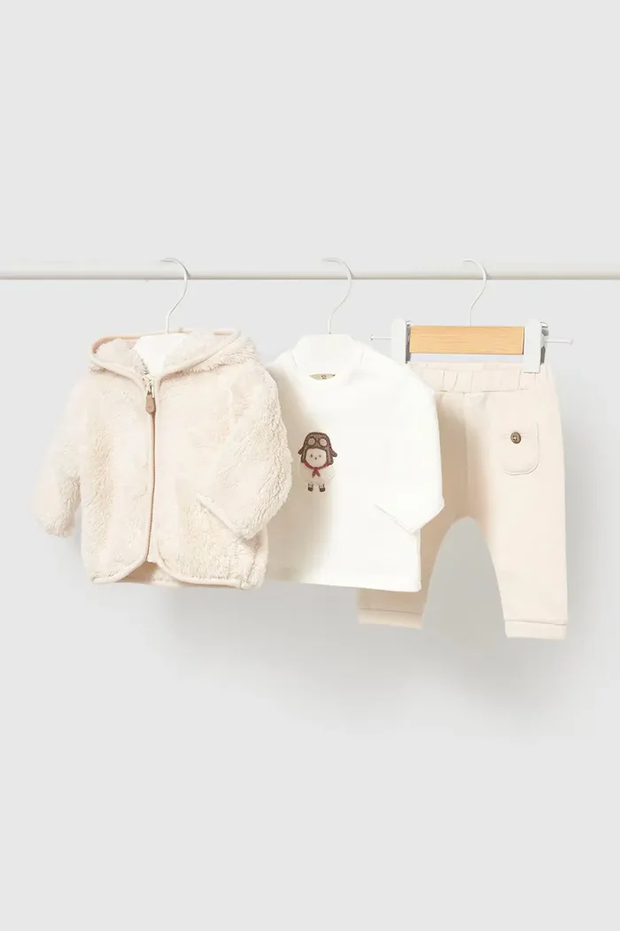 Mayoral Newborn спортен комплект анцуг за бебе с памук бежов 2670