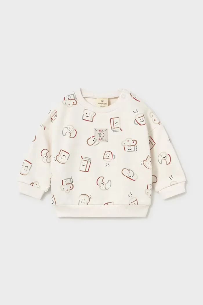 Mayoral Newborn суичър за бебе с памук бял 2409