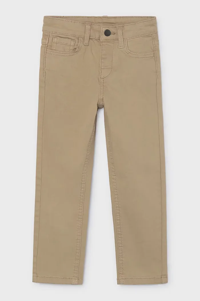 Mayoral панталон за деца от памук с еластан slim fit basic бежов 517