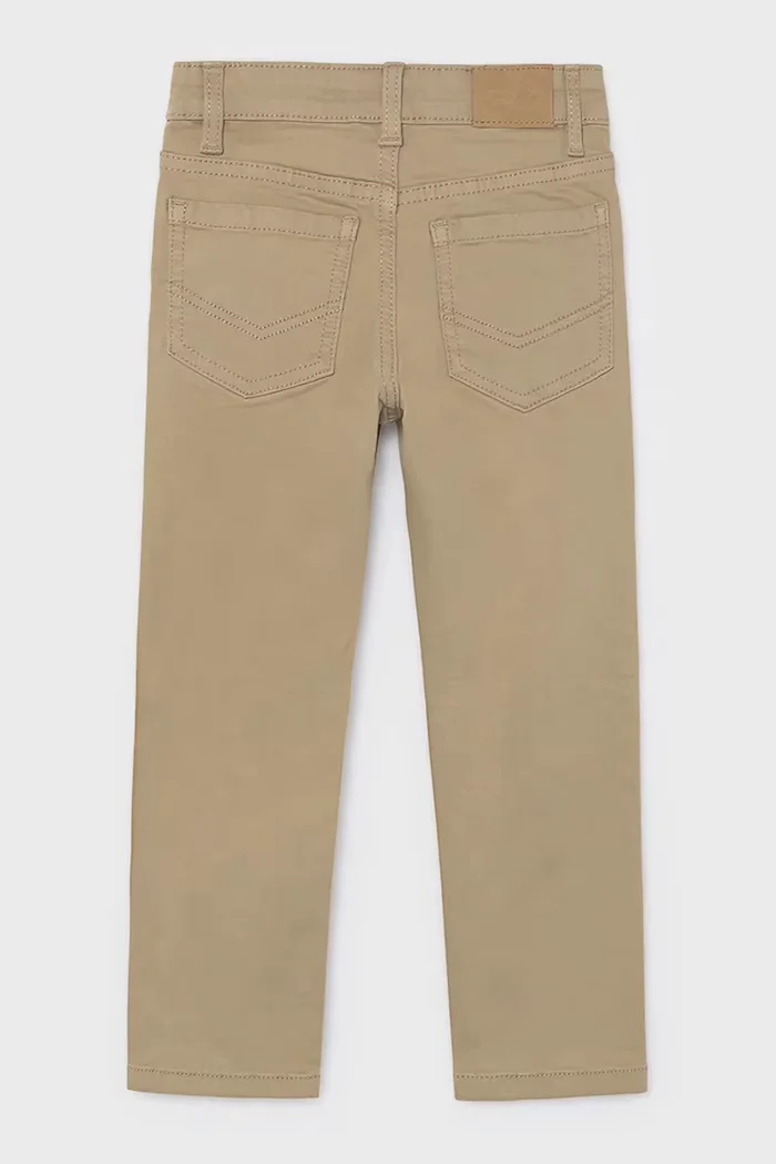 Mayoral панталон за деца от памук с еластан slim fit basic бежов 517