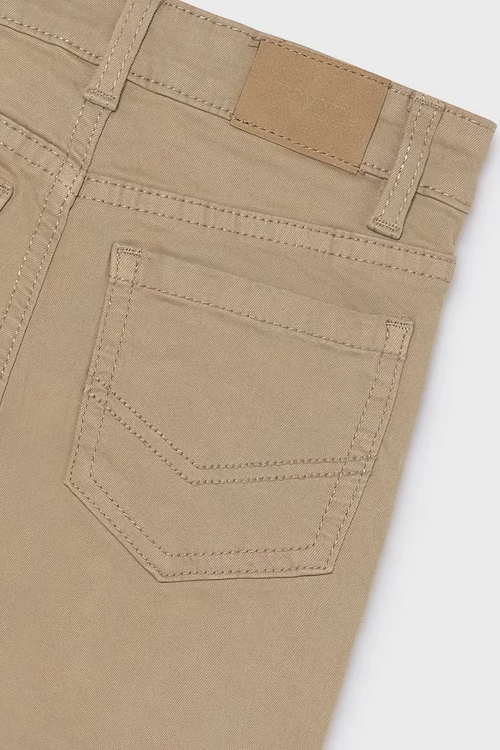 Mayoral панталон за деца от памук с еластан slim fit basic бежов 517
