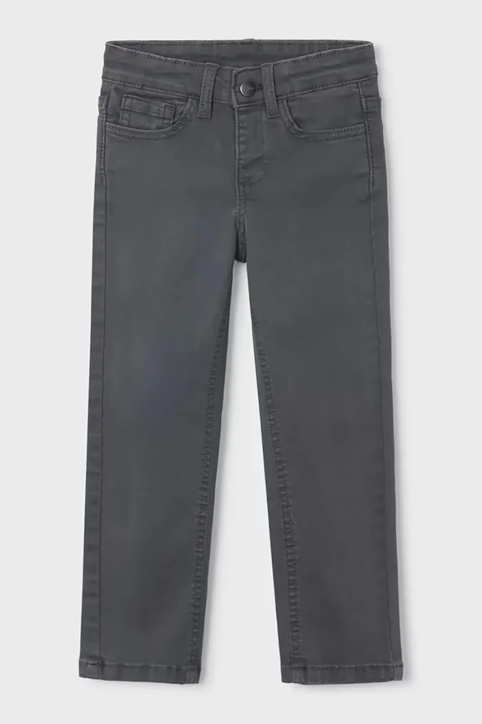 Mayoral панталон за деца от памук с еластан slim fit basic сив със стандартна талия 517