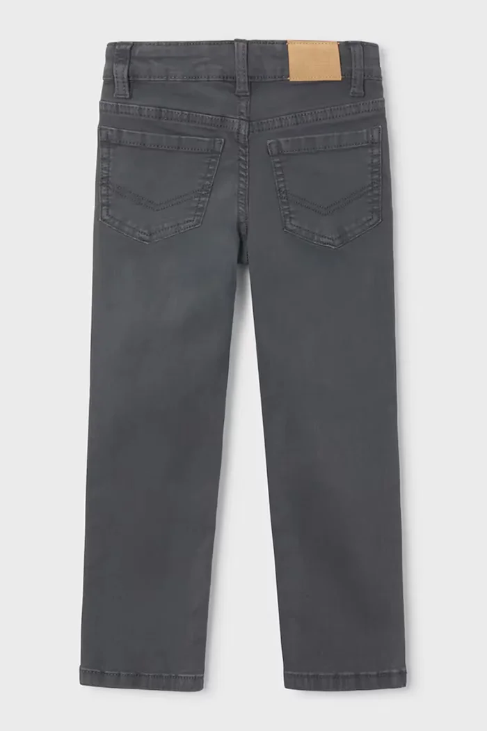 Mayoral панталон за деца от памук с еластан slim fit basic сив със стандартна талия 517