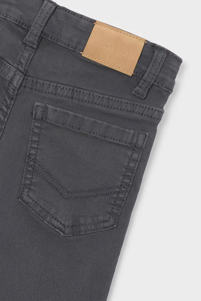 Mayoral панталон за деца от памук с еластан slim fit basic сив със стандартна талия 517