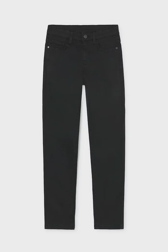 Mayoral стандартен панталон за деца от памук с еластан slim fit basic черен 582