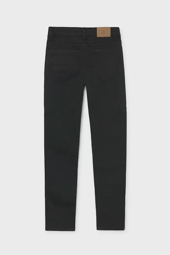 Mayoral стандартен панталон за деца от памук с еластан slim fit basic черен 582